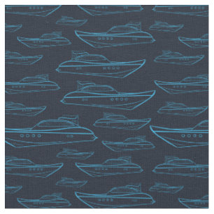 Blue Yacht Pattern Fabric