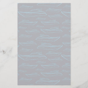 Blue Yacht Pattern Stationery