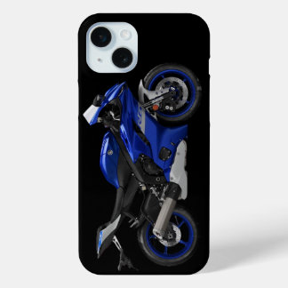 Blue Yamaha Yzf-R6 Motorcycle iPhone 15 Mini Case