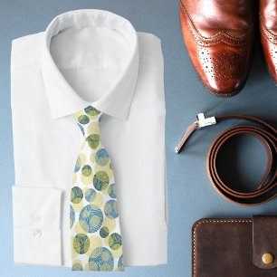 Blue Yellow Abstract Polka Dot Pattern Tie