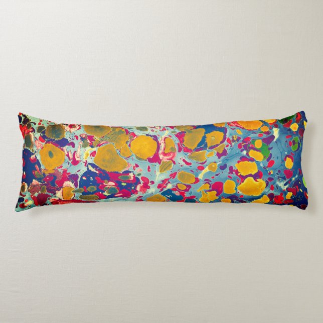 Blue & Yellow Abstract Print Body Pillow (Front)