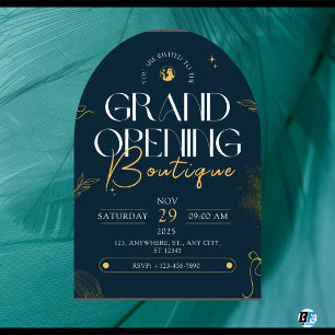 Blue Yellow Aesthetic Shop Grand Opening Boutique Invitation
