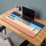 Blue Yellow and Coral Pink Stripes Pattern  Desk Mat<br><div class="desc">Brighten up your workspace with the Blue, Yellow, and Coral Pink Stripes Pattern Desk Mat. Featuring a lively combination of cool blue, warm yellow, and soft coral pink stripes, this mat provides a smooth surface for your keyboard and mouse while adding a stylish pop of colour to your desk. Perfect...</div>