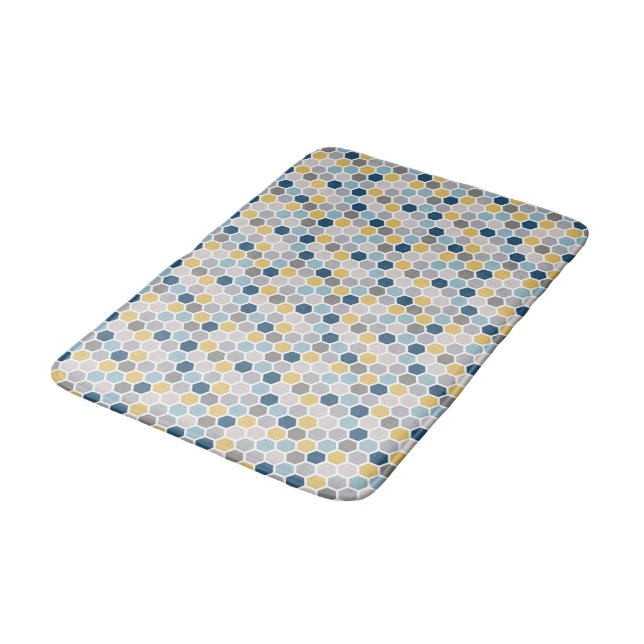 Blue, yellow and grey bathmat (Angled)