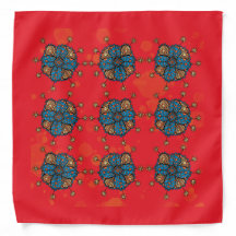 Blue Yellow and Orange Flower Bandana