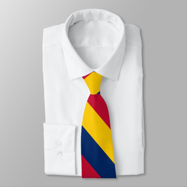 Blue Yellow and Red University Stripe Tie (Tied)
