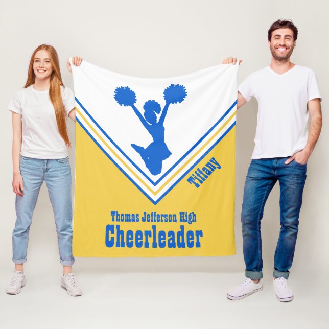 Blue Yellow and White Cheerleader Fleece Blanket (In Situ)