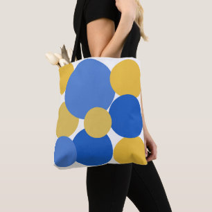 Blue, Yellow and White Polka Dots Tote Bag