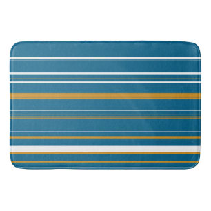 Blue Yellow and White Stripes   Bath Mat