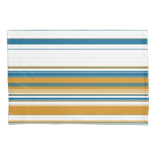 Blue Yellow and White Stripes Pillowcase