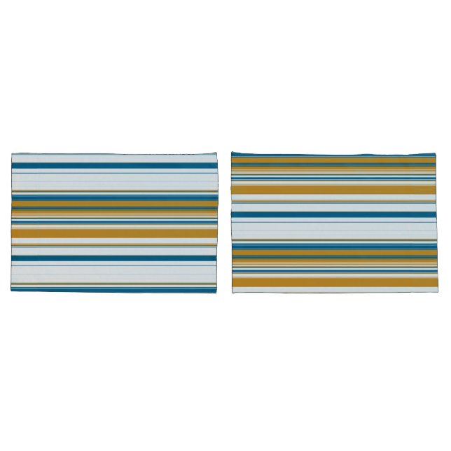 Blue Yellow and White Stripes Pillowcase (Back-Set)