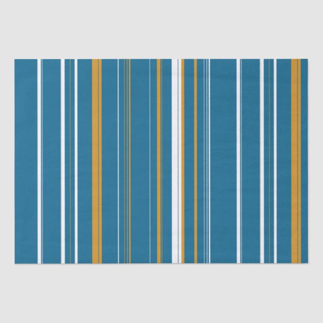 Blue Yellow and White Stripes  Tissue Paper (Front)