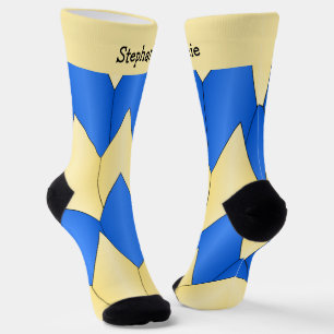 Blue Yellow Art Deco Design Socks