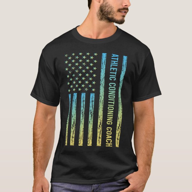 Blue Yellow Athletic Conditioning Coach T-Shirt (Front)
