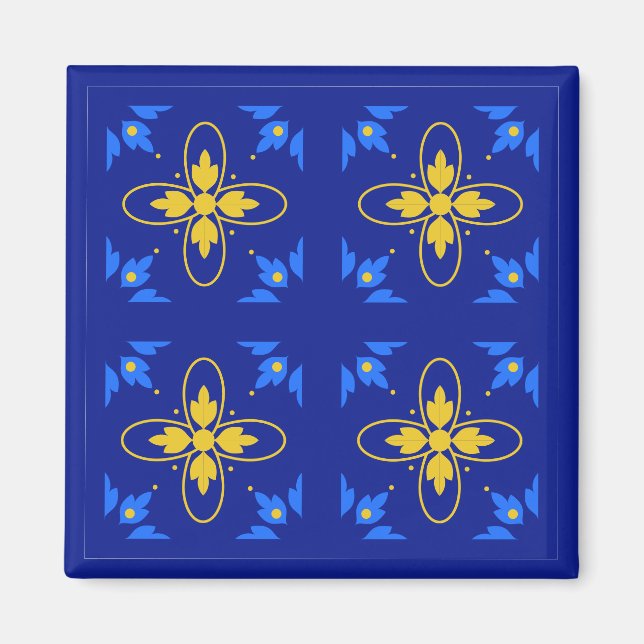 Blue & Yellow Azulejo  Magnet (Front)