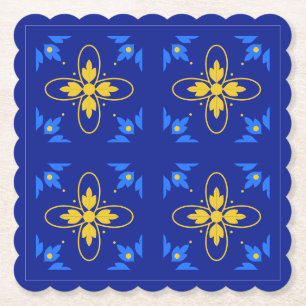 Blue & Yellow Azulejo Paper Coaster