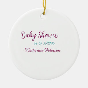 Blue yellow baby shower name date animal ear cute ceramic tree decoration