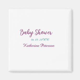 Blue yellow baby shower name date animal ear cute magnet