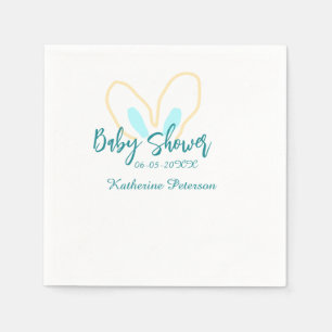 Blue yellow baby shower name date animal ear cute  napkin