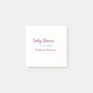 Blue yellow baby shower name date animal ear cute post-it notes