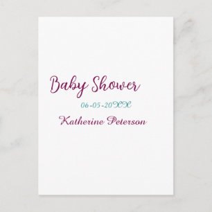 Blue yellow baby shower name date animal ear cute postcard