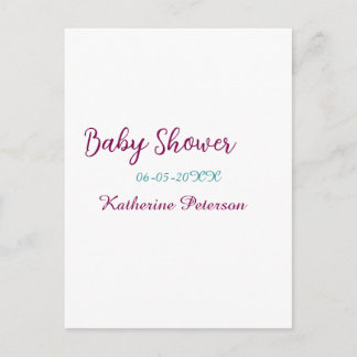 Blue yellow baby shower name date animal ear cute  postcard