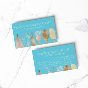 Blue yellow Bakery pastry chef utensils Cooker Business Card