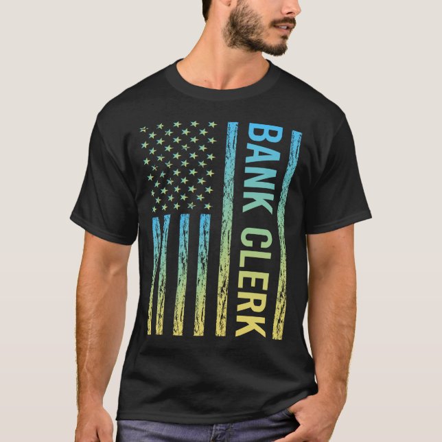 Blue Yellow Bank Clerk T-Shirt (Front)