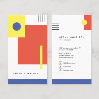 blue yellow bauhaus geometry business card