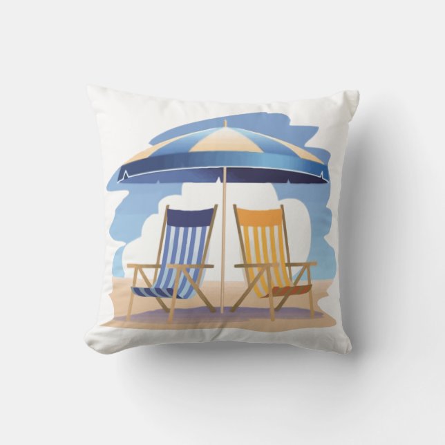 Blue & Yellow Beach Chairs & Umbrella Cushion (Front)