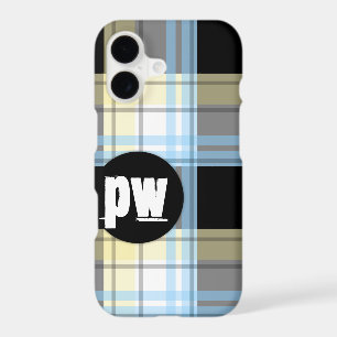 Blue Yellow Black Plaid Monogram iPhone 7 Case