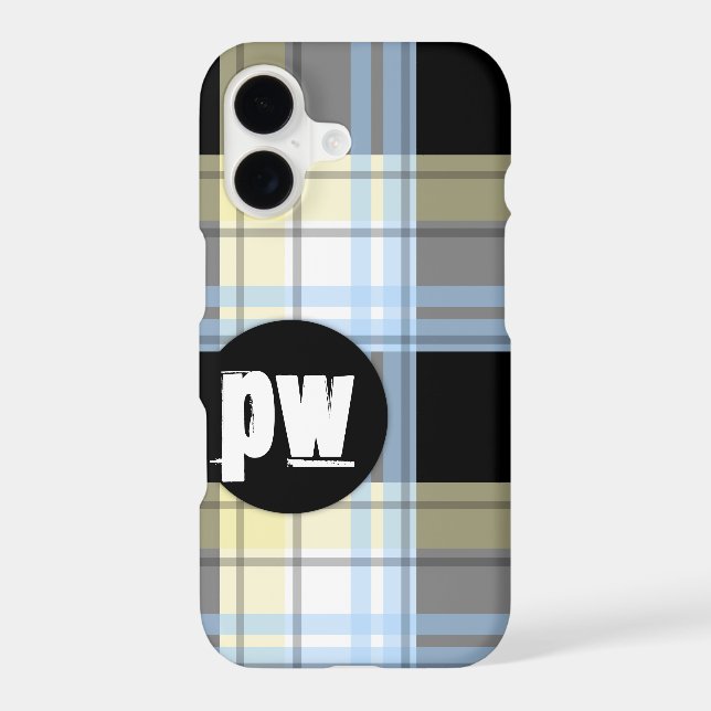 Blue Yellow Black Plaid Monogram iPhone 7 Case (Back)