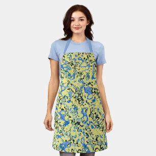 Blue Yellow Black Spotted Graphic Abstraction Apron