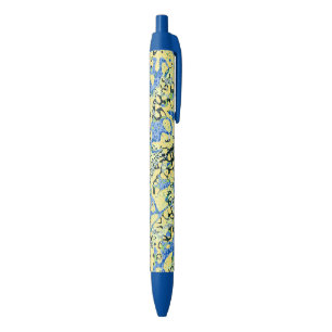 Blue Yellow Black Spotted Graphic Abstraction Ink Pen