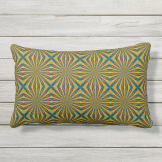 Blue & Yellow Bohemian Print Modern Tribal Ethnic Lumbar Cushion