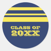 Blue/Yellow Bold Stripes Graduation Stickers