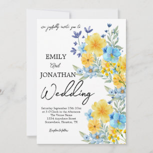 Blue Yellow Bold wildflower Invitation