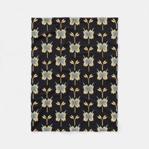 Blue Yellow Botanical Flowers For Stylish Decor Fleece Blanket