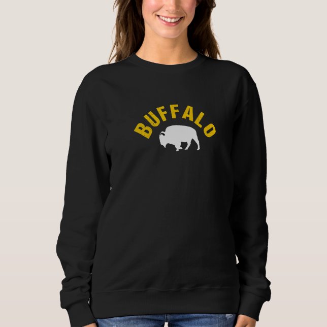 Blue Yellow Buf Buffalo Throwback Retro Buf New Yo Sweatshirt (Front)