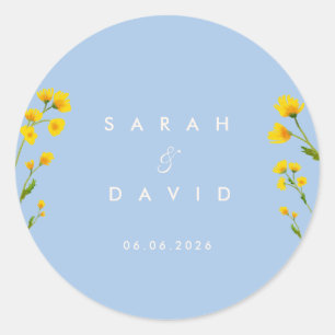 Blue & Yellow buttercup Classic Round Sticker