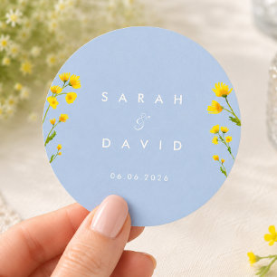 Blue & Yellow buttercup Classic Round Sticker