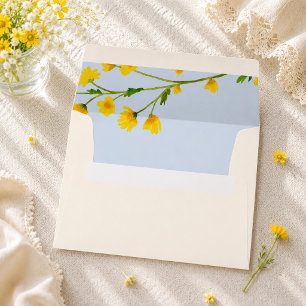 Blue & Yellow buttercup editable wedding Envelope
