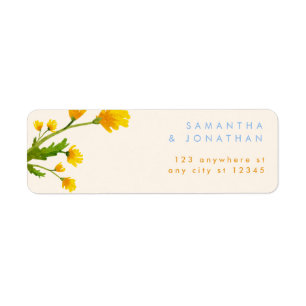 Blue & Yellow buttercup editable wedding Label