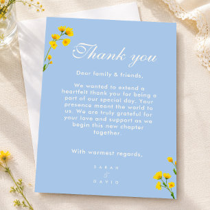 Blue & Yellow buttercup thank you card