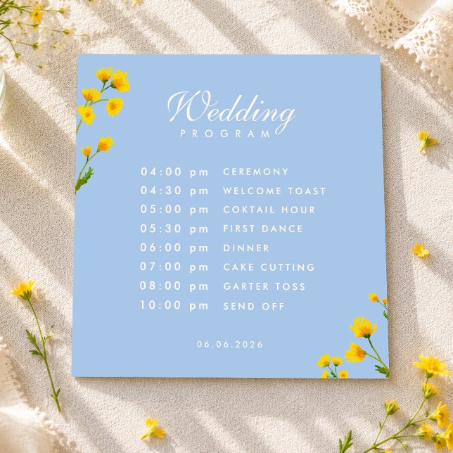 Blue & Yellow buttercup wedding Programme (Creator Uploaded)