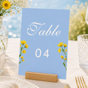 Blue & Yellow buttercup Wedding table numbers