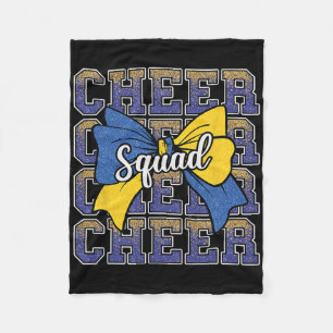 Blue Yellow Cheer Squad Funny Cheerleader Cheerlea Fleece Blanket
