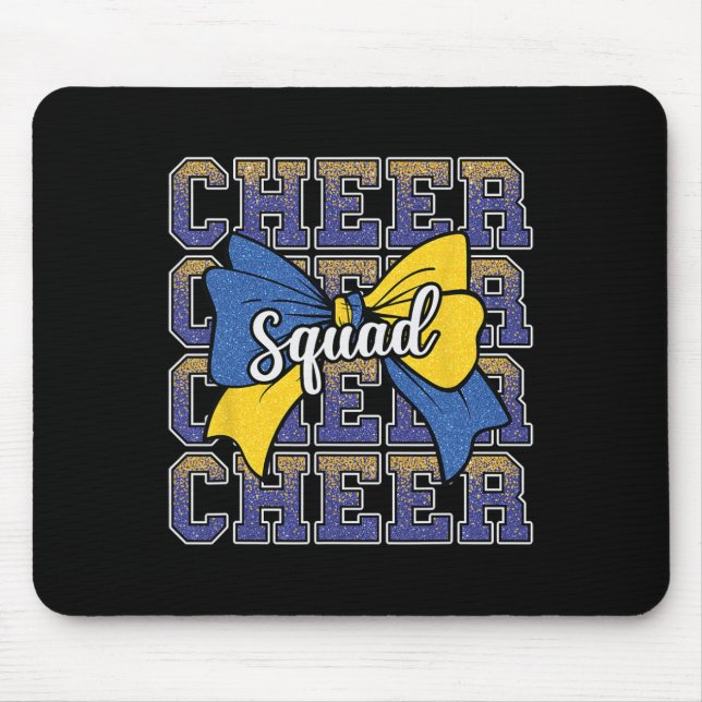 Blue Yellow Cheer Squad Funny Cheerleader Cheerlea Mouse Pad (Front)