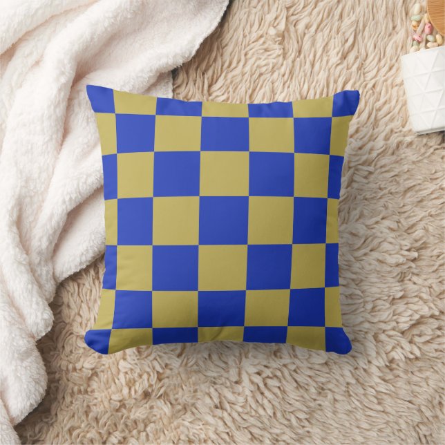 Blue Yellow Chequerboard Pillow (Blanket)