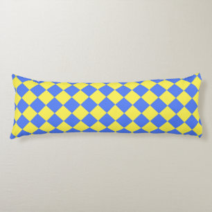 Blue Yellow Chequered Diamond Pattern  Body Cushion